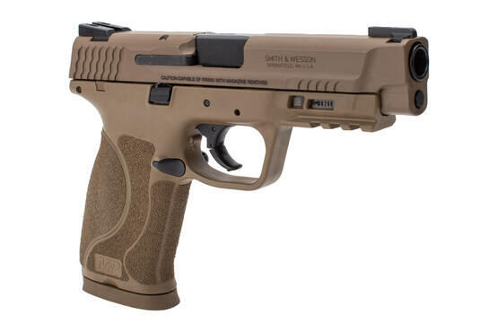Smith & Wesson M&P45 M2.0 45 ACP Pistol comes finished in FDE.